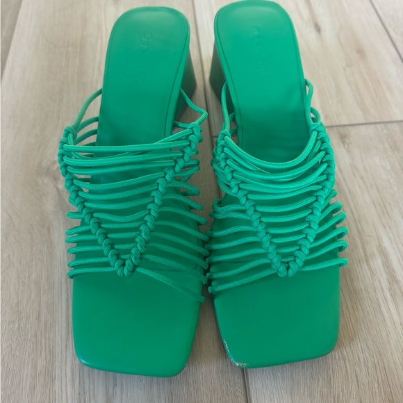 Open Edit green heel sandals - Picture 2 of 6
